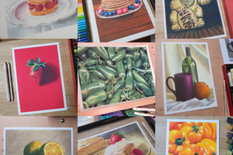 make you food and still life painting using oil pastels