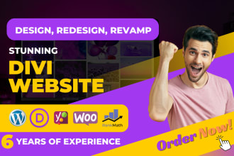 design, redesign, clone, build divi website, or wordpress divi landing page