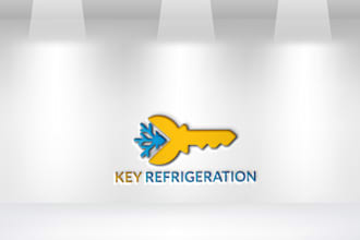 unique modern minimalist key refrigeration logo design