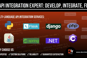 integrate, develop, and fix apis in python, java, and PHP