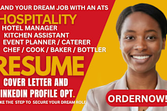 deliver a 6 hr hospitality, culinary restaurant tourism, resume writing service