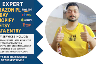 manage amazon, ebay, shopify, etsy stores, generate leads and data entry
