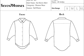 create garment tech pack designs and fashion technical designs