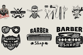 design minimal barber shop beauty salon logo