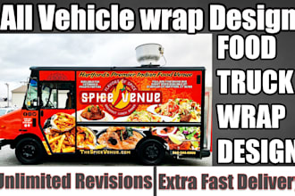 design food truck wrap, car wrap, van wrap, food trailer
