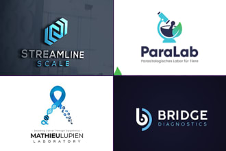 design a perfectly successful laboratory logo with 3d mockup