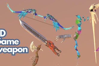create a stylized 3d game assets and weapons
