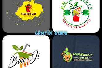 design creative juice bar smoothie logo quick