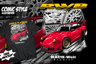 create cartoon car illustration with comic style