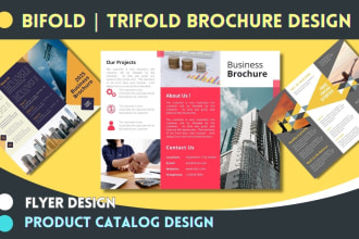 design bifold, trifold brochure, flyer, leaflet,  postcard, business catalog