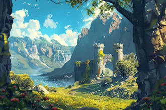 design environment concept art, fantasy worlds