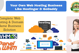 setup full web hosting domain reseller business with setup whmcs and cpanel