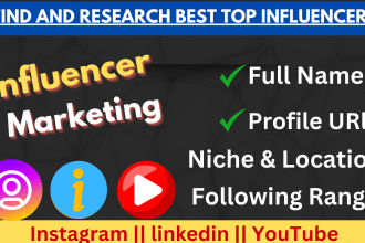 find and research best instagram youtube and linkedin influencers list