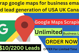 scrap google map for business emails lead generation of USA UK canada