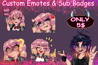 cute emotes and your custom chibi anime twitch badges