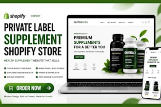 private label supplement subscription shopify store  health supplement website