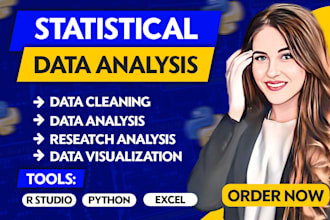 do statistical data analysis, code in python, r and in excel with report