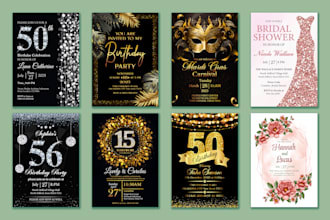design birthday, wedding, baby shower, and all type of invitation