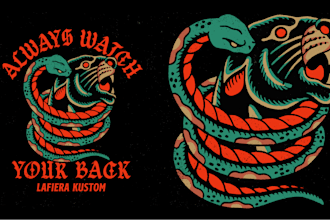 make unique old school traditional tattoo design for tshirt
