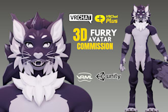 edit, fix, optimize, create furry vrchat avatar, 3d nsfw vtuber model, vseeface