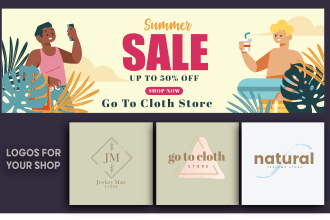 create awesome etsy banner, logo, thank you card for your shop
