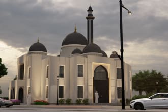 design 3d of mosque with ultra realistic renders