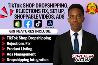 setup and fix usa tiktok shop listing tiktok dropshipping tiktok ads management
