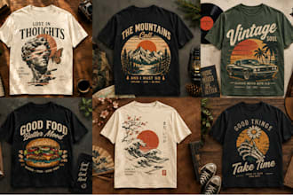 vintage retro t shirt design for your brand