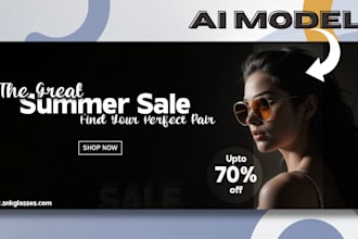 design web banner, header or banner ads with ai model
