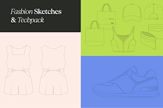 design clothing apparel technical flats sketch tech packs
