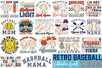 create retro sublimation,baseball,halloween,christmas,svg,png design for pod