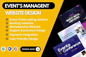 design event website, membership, party rental booking website with ticket sales