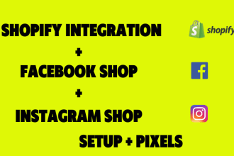 setup your facebook, google ads, connect pixels and shops