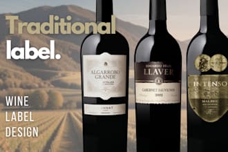 create a professional wine label design print ready