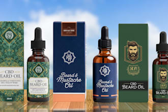 do packaging and label for cosmetics, beard oil, cbd, hemp oil, serum, skincare