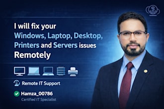 fix your windows, laptop, desktop, printers and servers issues remotely