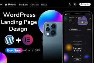 create wordpress website or landing page design using elementor pro