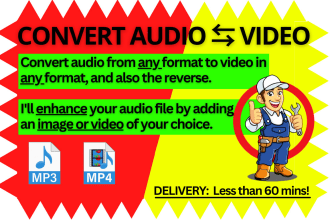 convert audio to video, any format, upload on youtube, video to mp3, mp3 to mp4