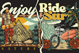 do vintage outdoor illustration for graphic t shirt design