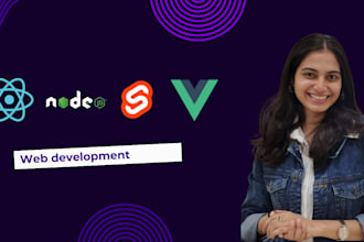develop web app in react, node, svelte, vue, wordpress