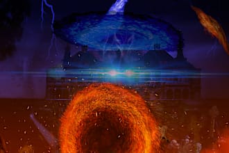 add object,horror photo,banner for youtube,glitch,art