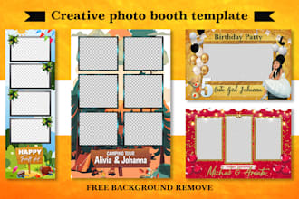 photo booth template, strip, 360 overlay design within 4 hours