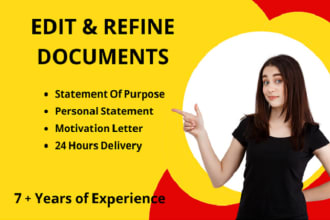edit your resume, CV, statement of purpose, cover letter, linkedin optimization