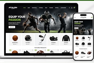 design sports equipment shopify store for basketball golf football brands store