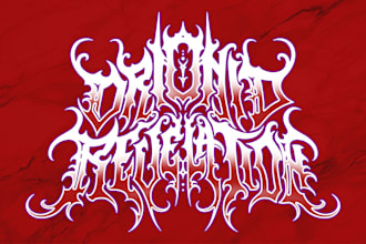 draw evil death black metal logo in detailed horror style