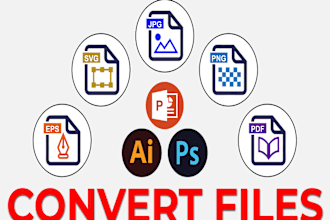 convert any file to vector ai, psd, png using ai in 40 minutes