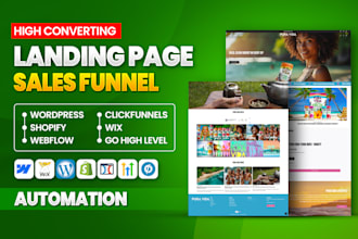 design wordpress, ghl, wix, framer, webflow, shopify sales funnels landing page