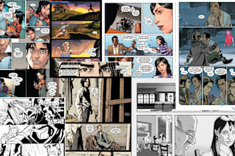 draw graphic novel illustration, comic page, comic art as comic book artist