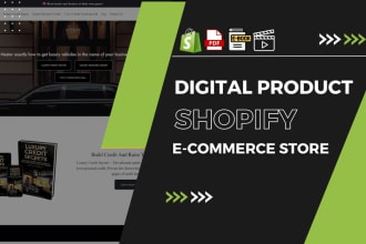 build digital product shopify site, ecommerce site, ebook website