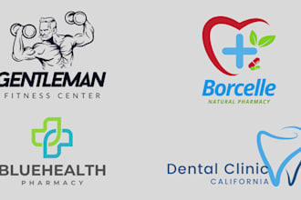 design dental, pharmacy, fitness, gym logo and favicon